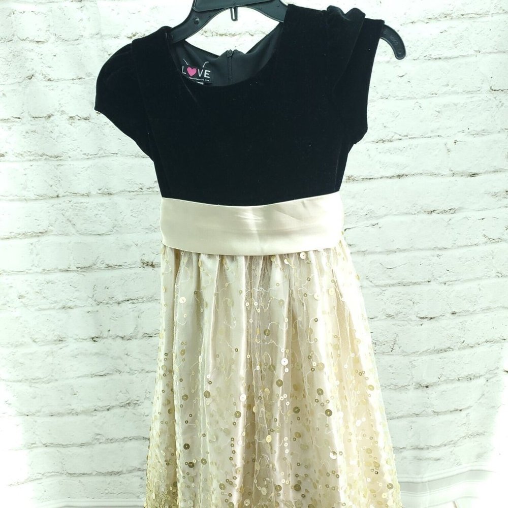 Love By Special Occasions Girls L70741 Black Tie Waist Fit & Flare Dress Size 10